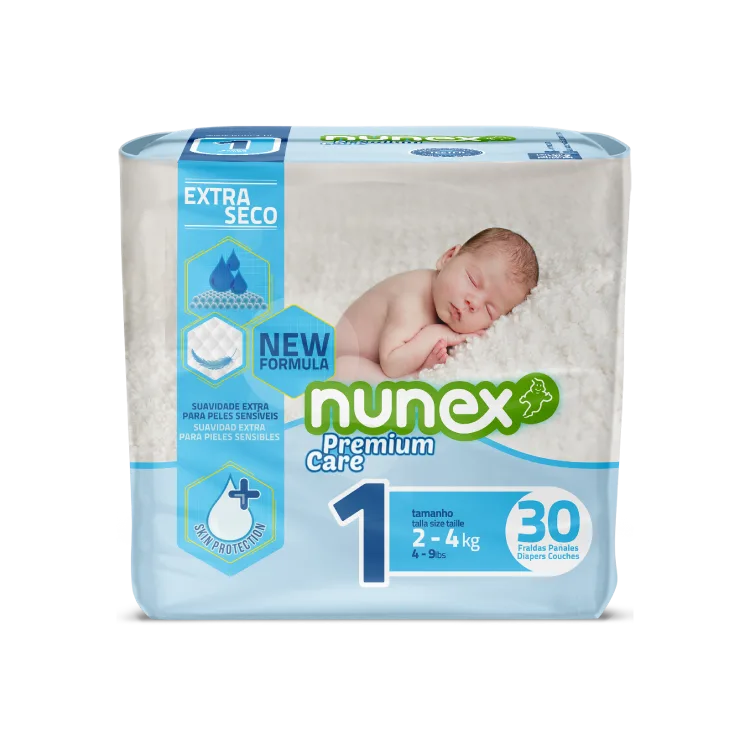 Embalagem Fraldas Nunex Premium Care T1
